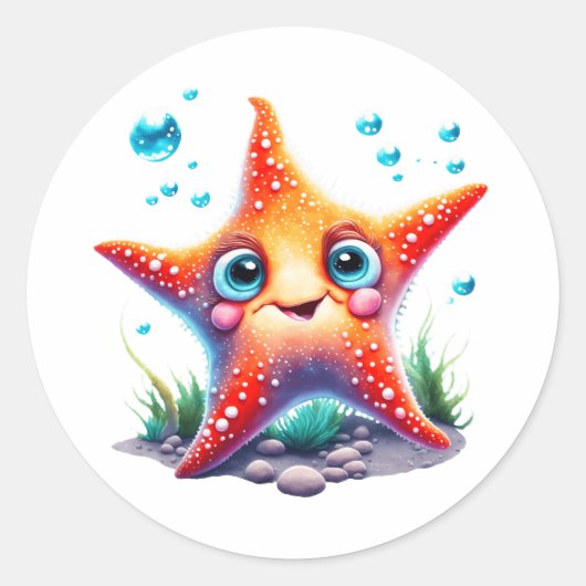 Whimsical Starfish Stickers! Runder Aufkleber (Vorderseite)