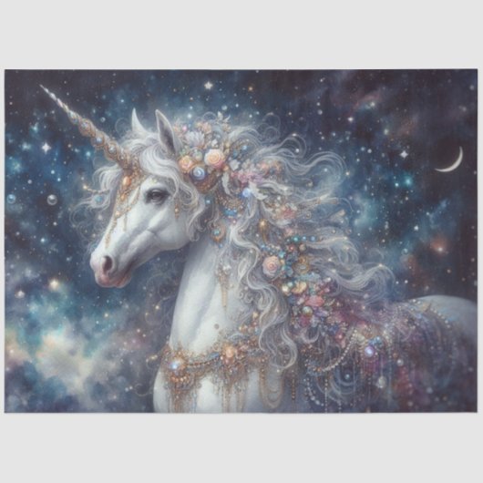 Whimsical Starlight Unicorn Decoupage Seidenpapier (Vorderseite)