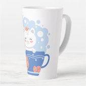 Whimsical Starry Kitten Blue Teacup Latte Mug Milchtasse (Rechte Ecke)