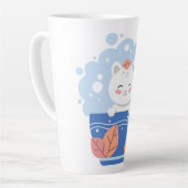 Whimsical Starry Kitten Blue Teacup Latte Mug Milchtasse (Linke Ecke)