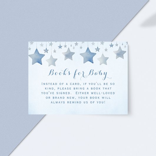 Whimsical Starry Night Books Blue Baby Dusche Begleitkarte