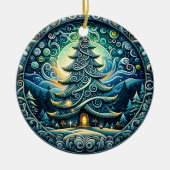 Whimsical Starry Night Christmas Tree Ornament (Vorne)