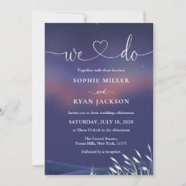 Whimsical Starry Night Script Modern Wedding  Einladung