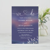 Whimsical Starry Night Script Modern Wedding Einladung (Stehend Vorderseite)