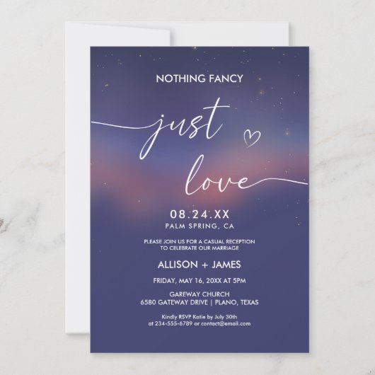 Whimsical Starry Night Script Modern Wedding Einladung (Vorderseite)