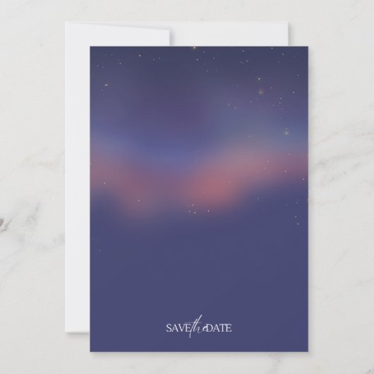 Whimsical Starry Night Script Modern Wedding Einladung (Rückseite)