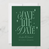 Whimsical Stars Emerald Green Save the Date (Vorderseite)