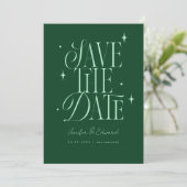 Whimsical Stars Emerald Green Save the Date (Stehend Vorderseite)