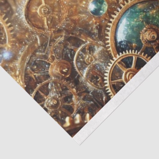 Whimsical Steampunk Cat Cosmic Journey Decoupage Seidenpapier (Ausschnitt)