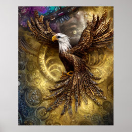 Whimsical Steampunk charmanter Adler Poster