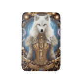 Whimsical steampunk charmanter weißer Wolf Badematte (Vorderseite Vertikal)
