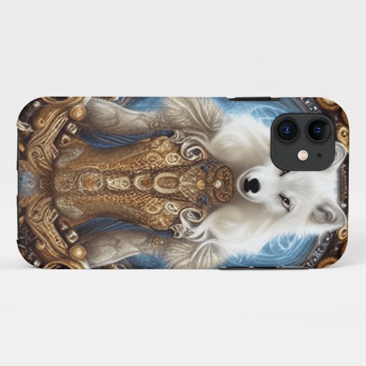 Whimsical steampunk charmanter weißer Wolf Case-Mate iPhone Hülle (Rückseite (Horizontal))