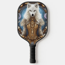 Whimsical steampunk charmanter weißer Wolf Pickleball Schläger