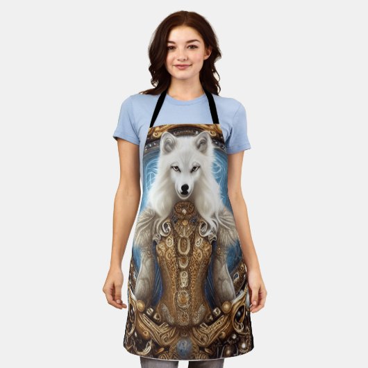 Whimsical steampunk charmanter weißer Wolf Schürze (Getragen)