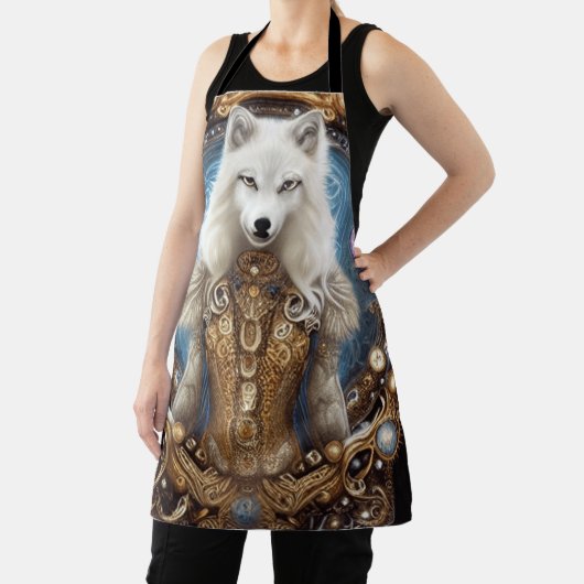 Whimsical steampunk charmanter weißer Wolf Schürze (InSitu)