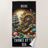 WHIMSICAL STEAMPUNK DEEP SHIPS STRANDTUCH (Vorderseite)