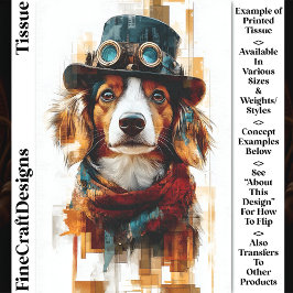 Whimsical Steampunk Dog Illustration DB2 Decoupage Seidenpapier