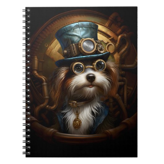 Whimsical Steampunk Dog in Clothing 033 Notizblock (Vorderseite)