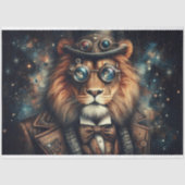 Whimsical Steampunk Fantasy Lion Decoupage Seidenpapier (Vorderseite)