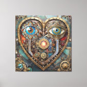 Whimsical Steampunk Heart I See You I Love You Leinwanddruck (Vorderseite)