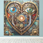 Whimsical Steampunk Heart I See You I Love You Leinwanddruck (Insitu (Holzboden))