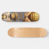 Whimsical Steampunk Heißluftballon Skateboard (Horizontal)