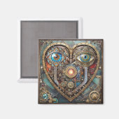 Whimsical Steampunk Herz Ich sehe dich Ich liebe d Magnet (Vorderseite/Rückseite)