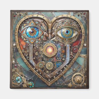 Whimsical Steampunk Herz Ich sehe dich Ich liebe d Magnet