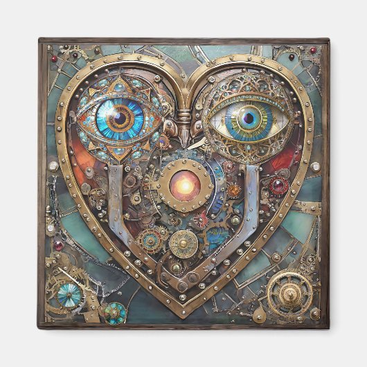 Whimsical Steampunk Herz Ich sehe dich Ich liebe d Magnet (Vorne)