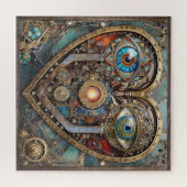 Whimsical Steampunk Herz Ich sehe dich Ich liebe d Puzzle (Horizontal)