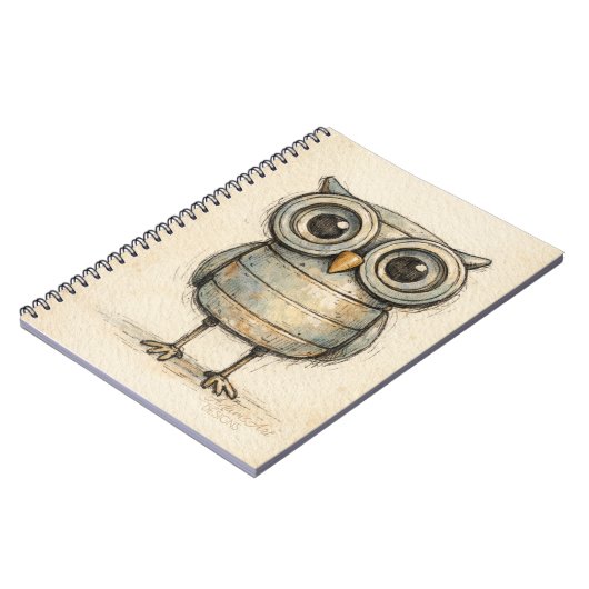 Whimsical Steampunk Owl Illustration Notizblock (Linke Seite)