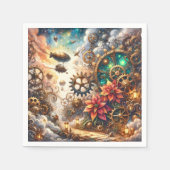 Whimsical Steampunk Poinsettia Découpage Napkins Serviette (Vorderseite)