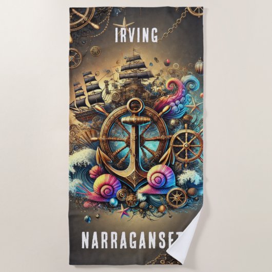 WHIMSICAL STEAMPUNK TIEFE SCHIFFFAHRT ANCHOR & WHE STRANDTUCH (Vorderseite)