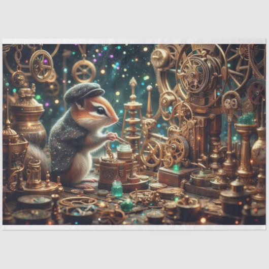 Whimsical Steampunk Viktorianisch Chipmunk Decoupa Seidenpapier (Vorderseite)