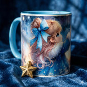 Whimsical Sternengucker-Mädchen Aquarell Tasse
