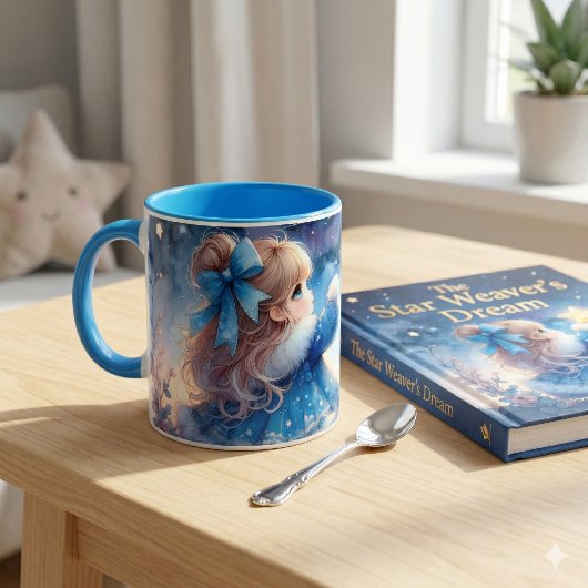 Whimsical Sternengucker-Mädchen Aquarell Tasse
