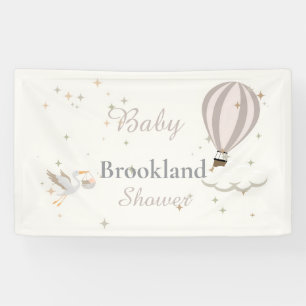 Whimsical Storch & Heißluftballon-Baby Shower Banner