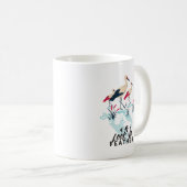 Whimsical Stork Pub Art - "Look No Feather" Kaffeetasse (VorderseiteRechts)