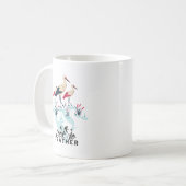 Whimsical Stork Pub Art - "Look No Feather" Kaffeetasse (Vorderseite Links)