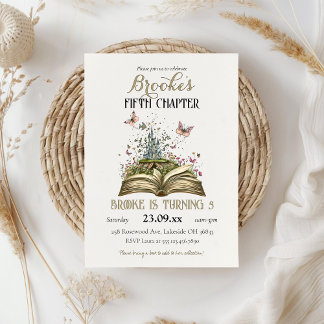 Whimsical Story Magic Book Themed Birthday Party Einladung