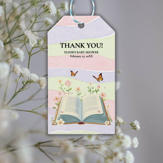 Whimsical Storybook Babydusche Geschenkanhänger