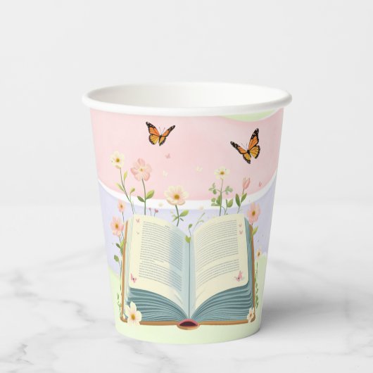 Whimsical Storybook Babydusche Pappbecher (Rückseite)