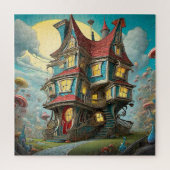 Whimsical Storybook Crooked House Puzzle (Vertikal)