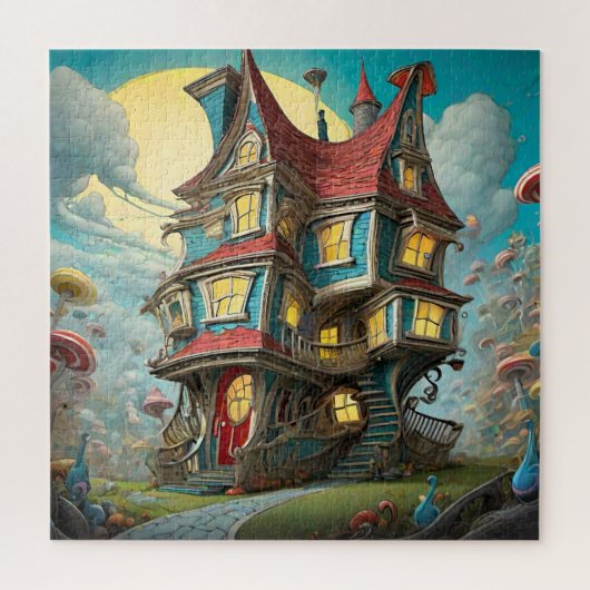 Whimsical Storybook Crooked House Puzzle (Vertikal)
