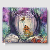 Whimsical Storybook Woodland Purple Guest Book Gästebuch (Vorderseite)