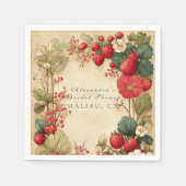Whimsical Strawberry Botanicals Brautparty Serviette (Vorderseite)