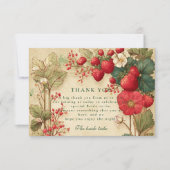 Whimsical Strawberry Botanicals Bridal Shower Dankeskarte (Vorderseite)