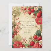 Whimsical Strawberry Botanicals Bridal Shower Einladung (Vorderseite)