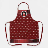 Whimsical Strawberry Cupcake Polka Dot Strip Schürze (Vorderseite)
