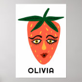Whimsical Strawberry CUSTOM BABY NAME Art Poster (Vorne)